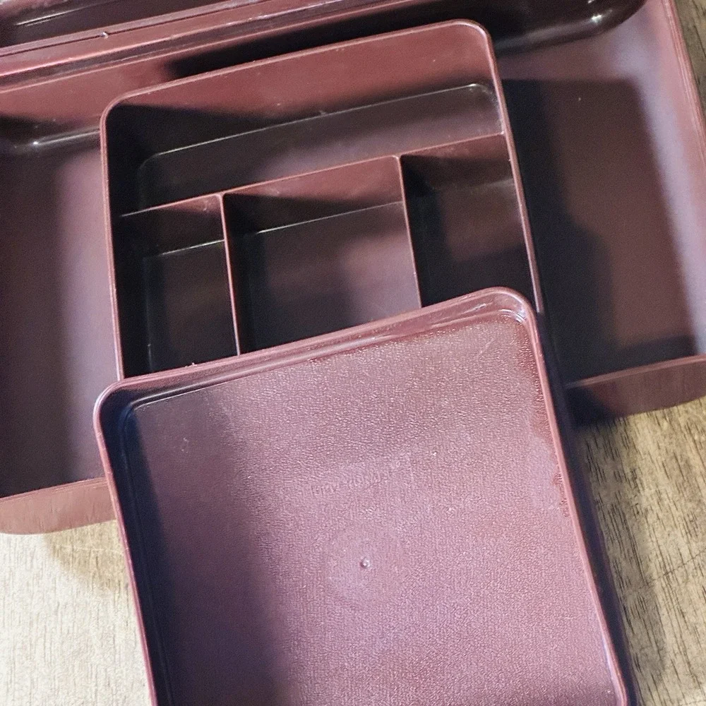 Vintage Tupperware Tuppercraft Brown Personal Valet‎ Travel Case Organizer #1624